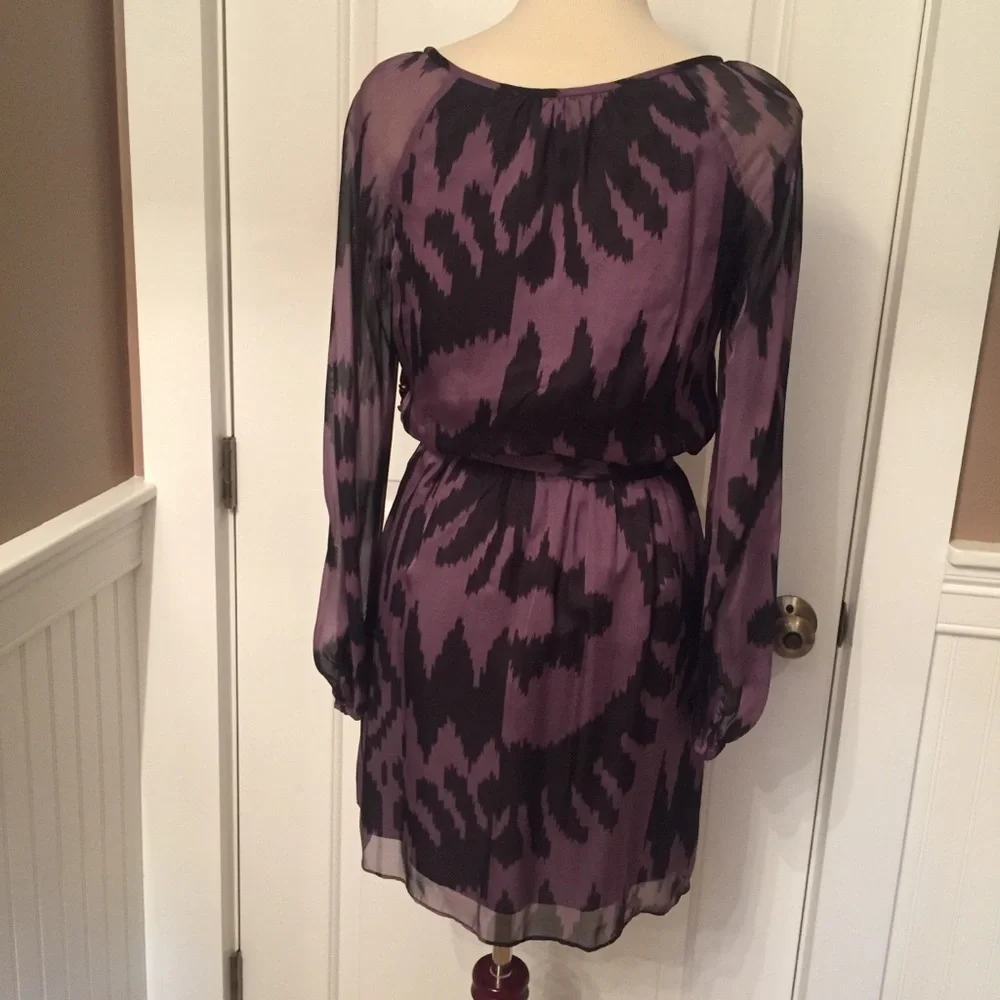 SHOSHANNA DRESS BLOUSON MINI PURPLE BLACK SILK  Size 2